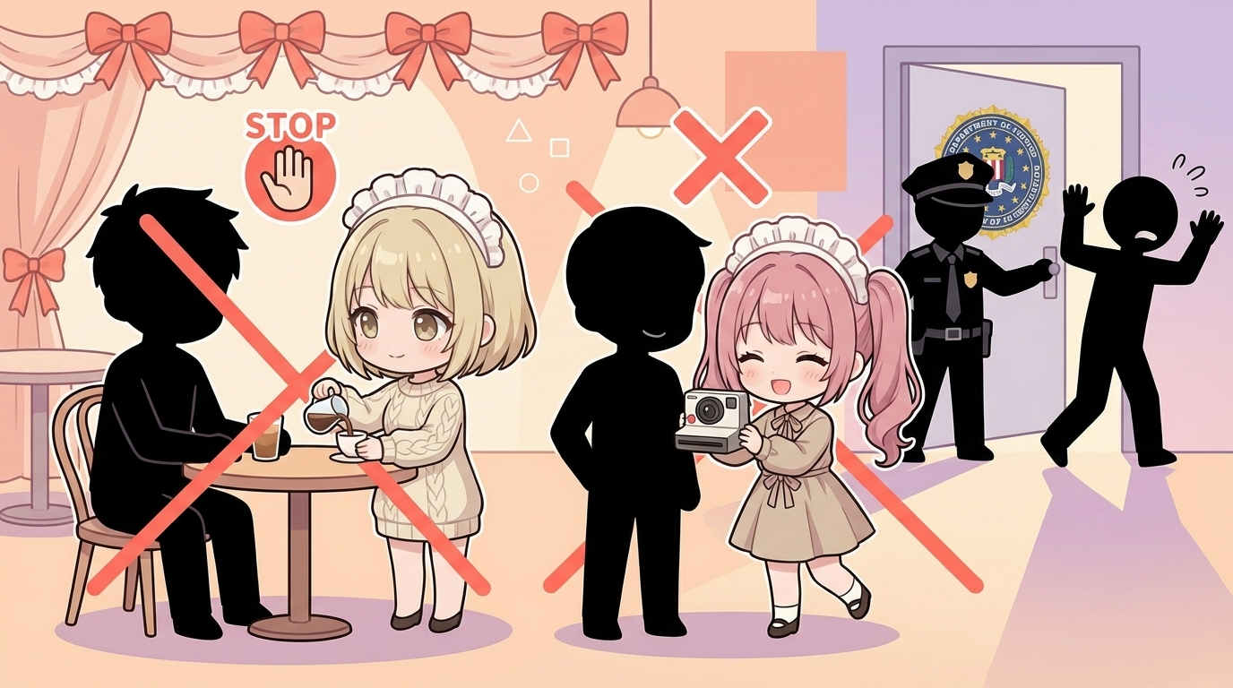 コンカフェ摘発パターンのイラスト