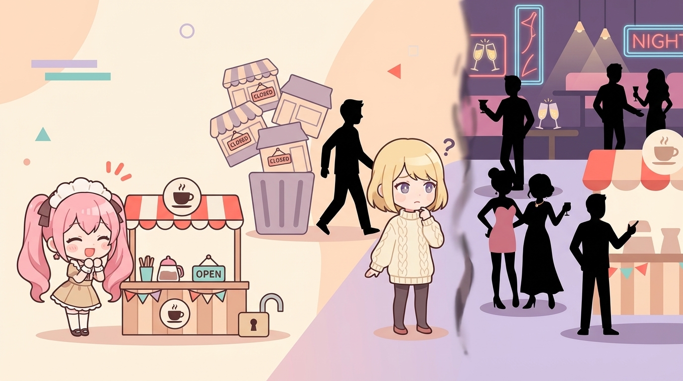 コンカフェ閉店の原因イラスト