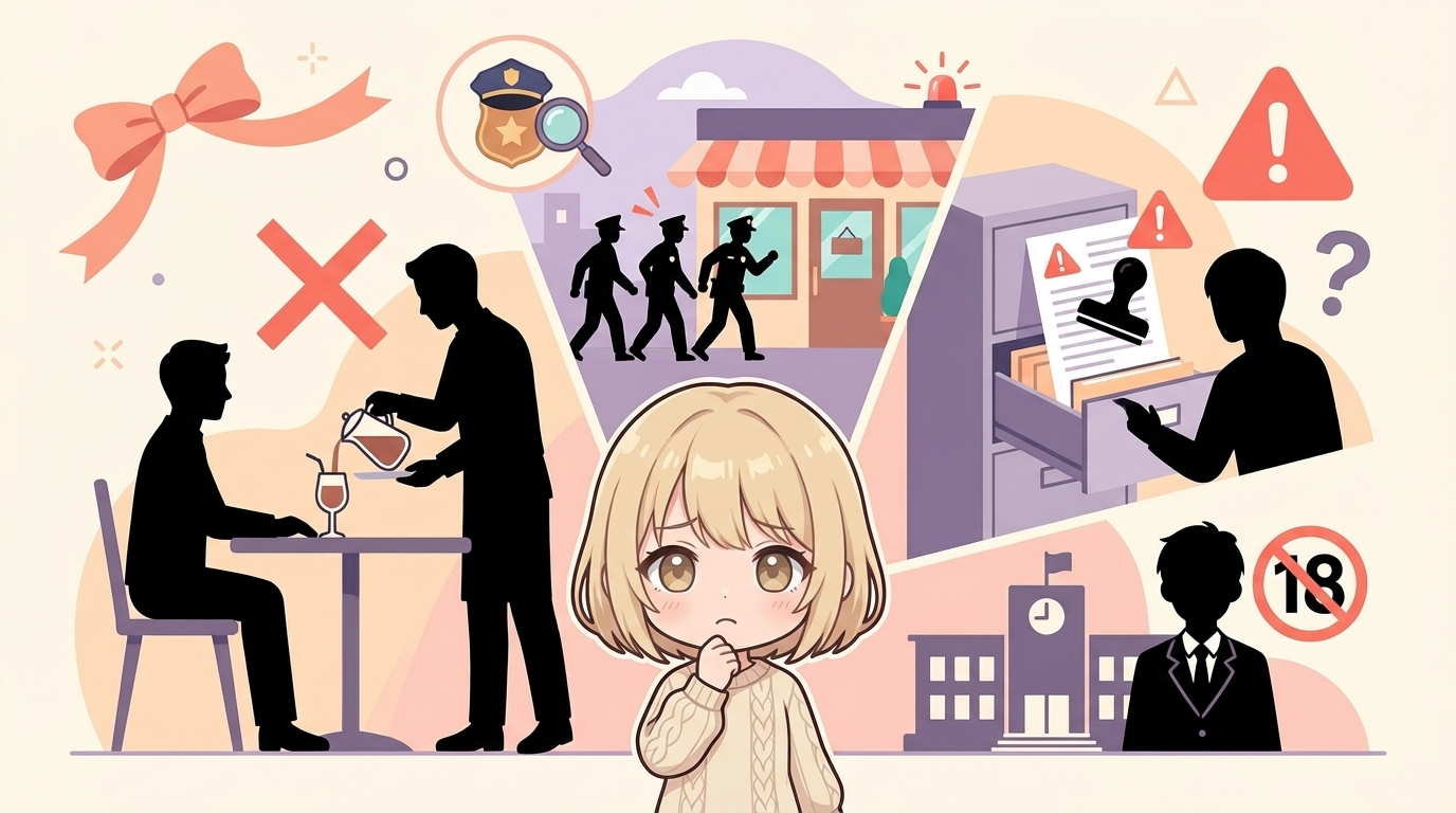 コンカフェで働く側の注意点イラスト