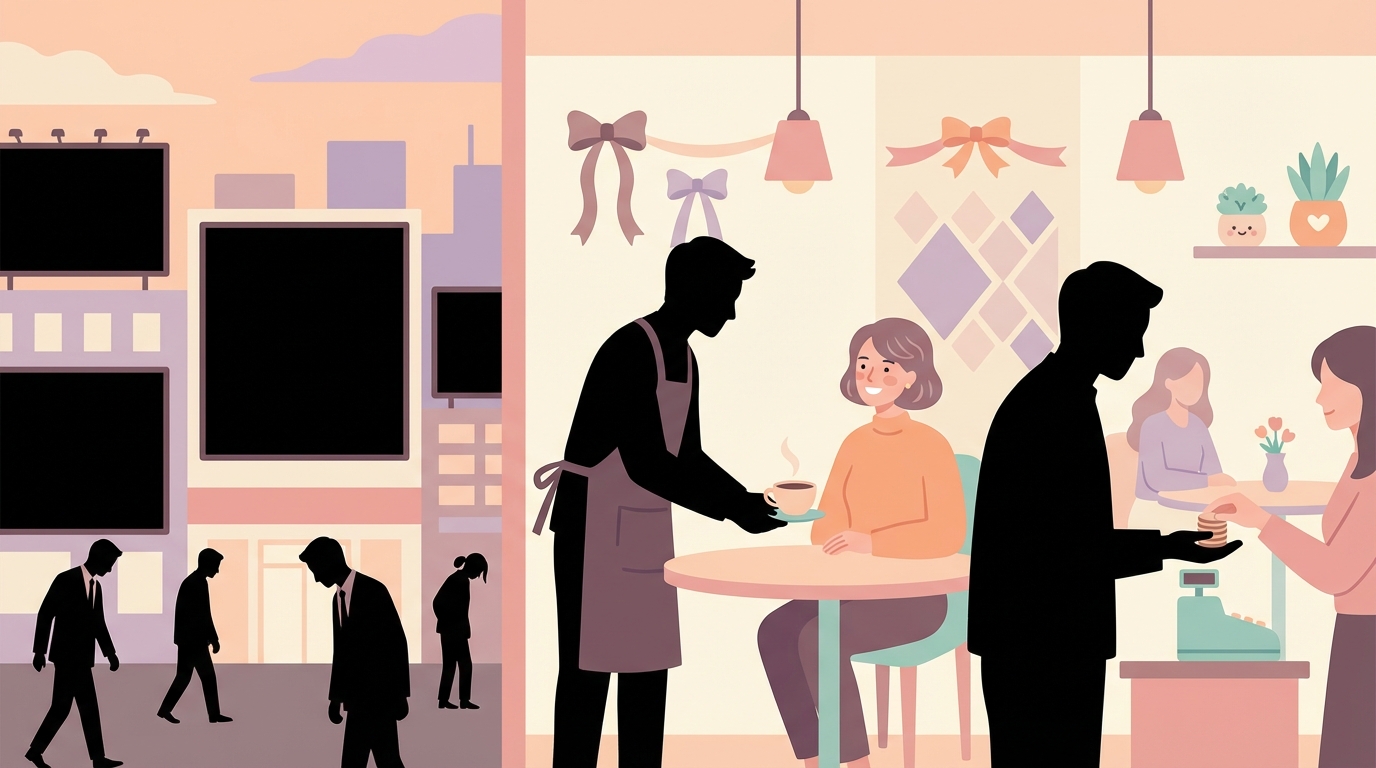 メンズコンカフェ急増の背景イラスト