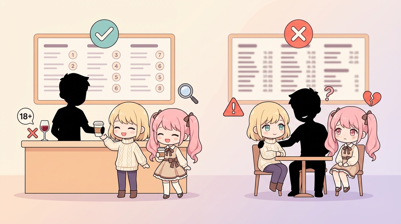 安全なメンコンの見分け方イラスト