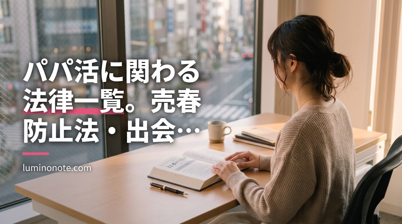 パパ活に関わる法律一覧。売春防止法・出会い系規制法・税法を俯瞰する