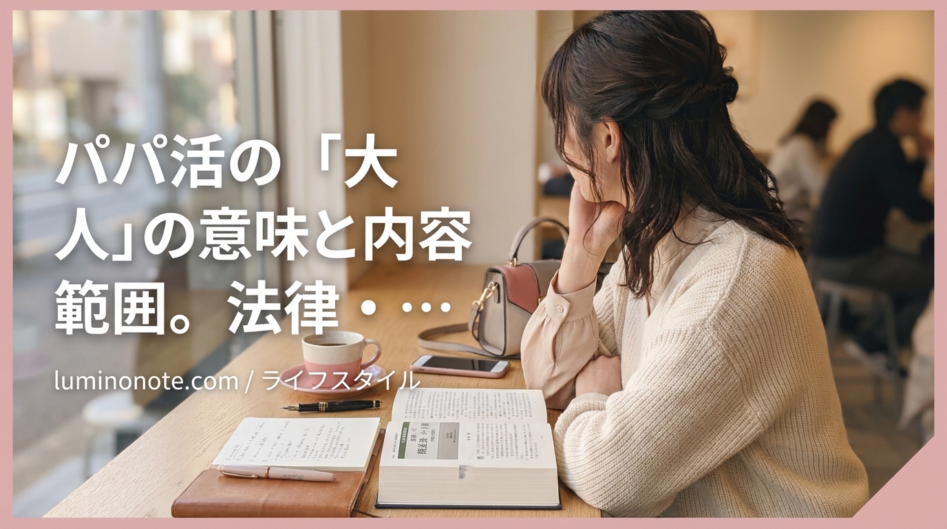 パパ活の「大人」の意味と内容範囲。法律・税金・精神的影響の側面から整理する