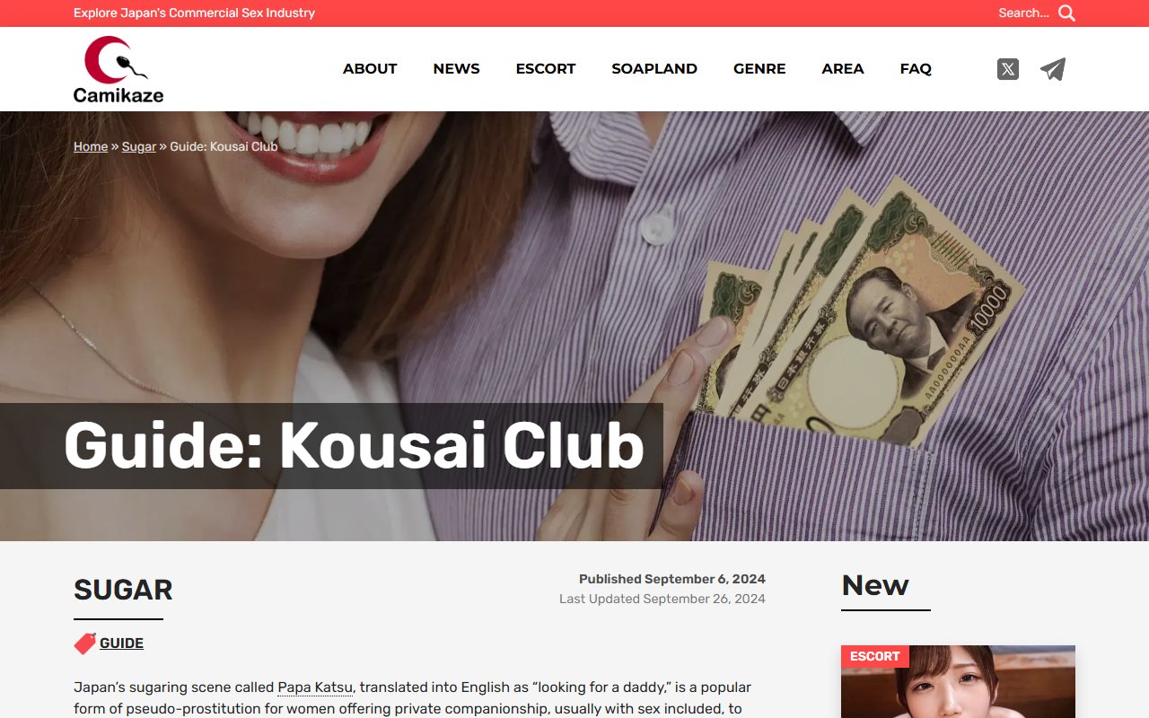 camikaze.cc 'Official Guide to Sugaring in Japan' 記事のキャプチャ